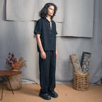 BMW CUBAN COLLAR SHIRT - CHARCOAL CONE