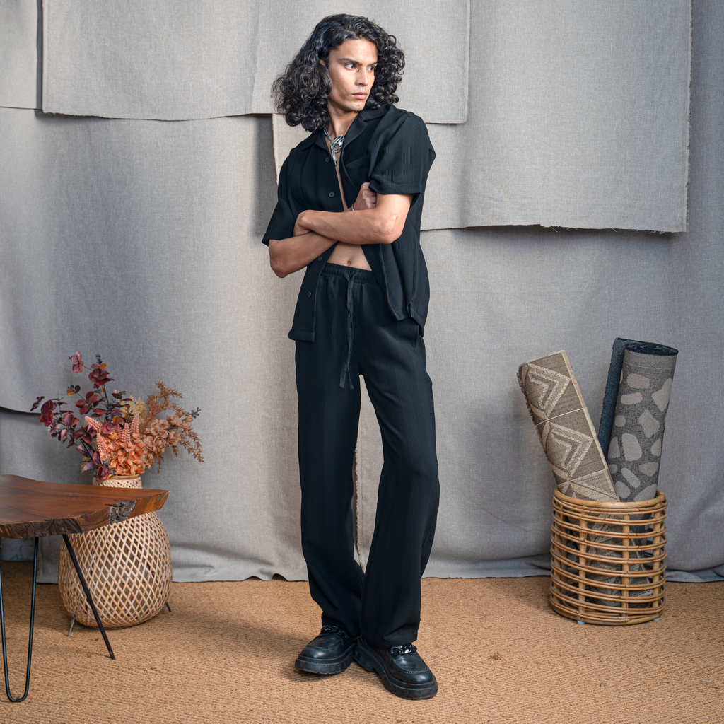 BMW CUBAN COLLAR SHIRT - CHARCOAL CONE