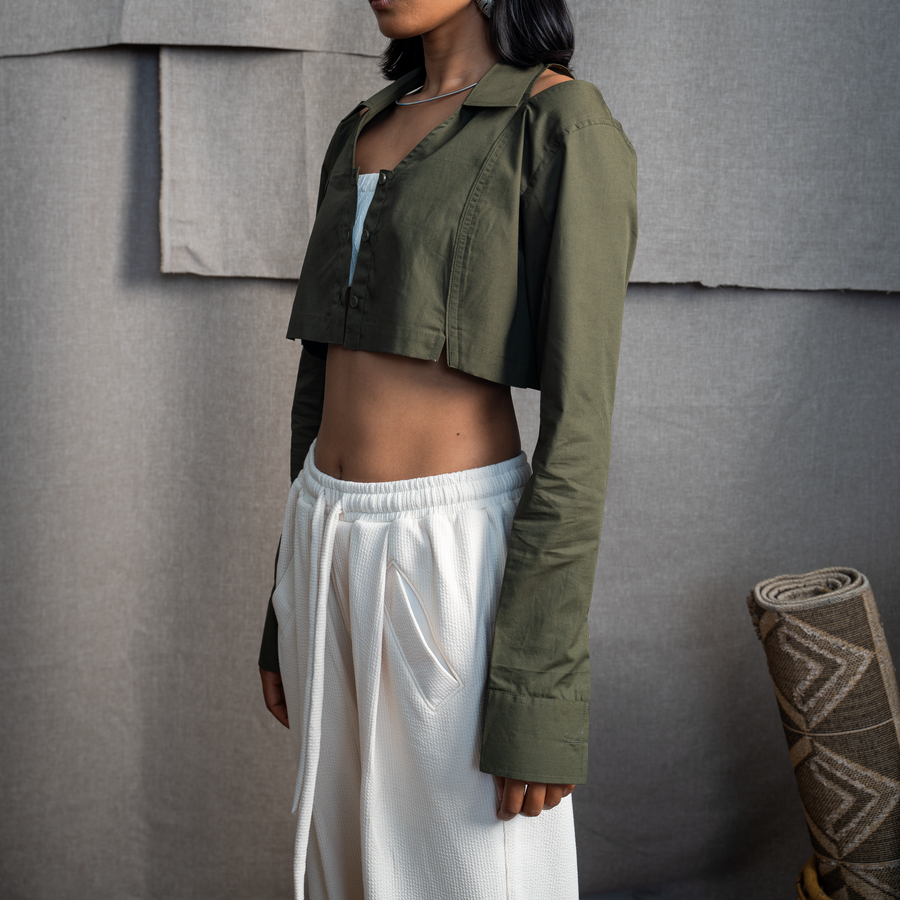 HIGH-LOW SHIRT- MOSS