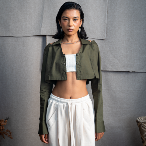 HIGH-LOW SHIRT- MOSS