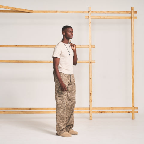 STRAIGHT LEG CARGO PANTS- CAMO BROWN