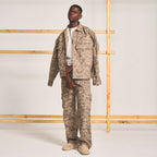 SPREAD COLLAR SHIRT JACKET - CAMO BROWN