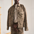 SPREAD COLLAR SHIRT JACKET - CAMO BROWN