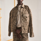 SPREAD COLLAR SHIRT JACKET - CAMO BROWN