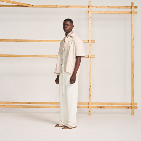 CABLE KNIT TROUSERS-BONE