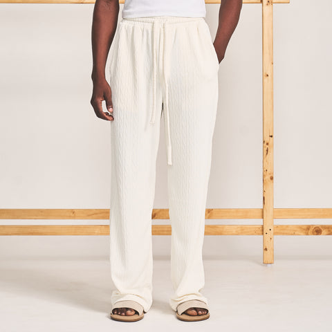 CABLE KNIT TROUSERS-BONE