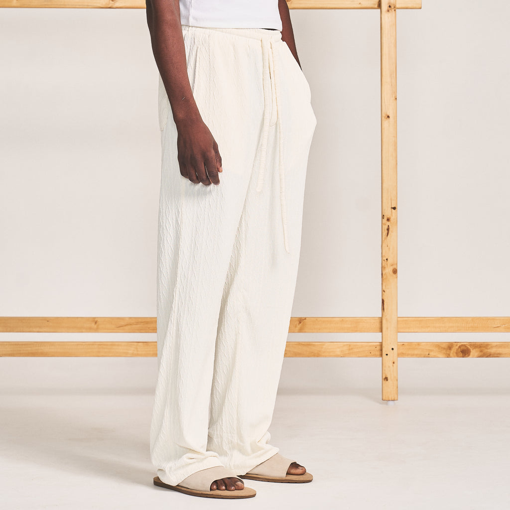 CABLE KNIT TROUSERS - BONE