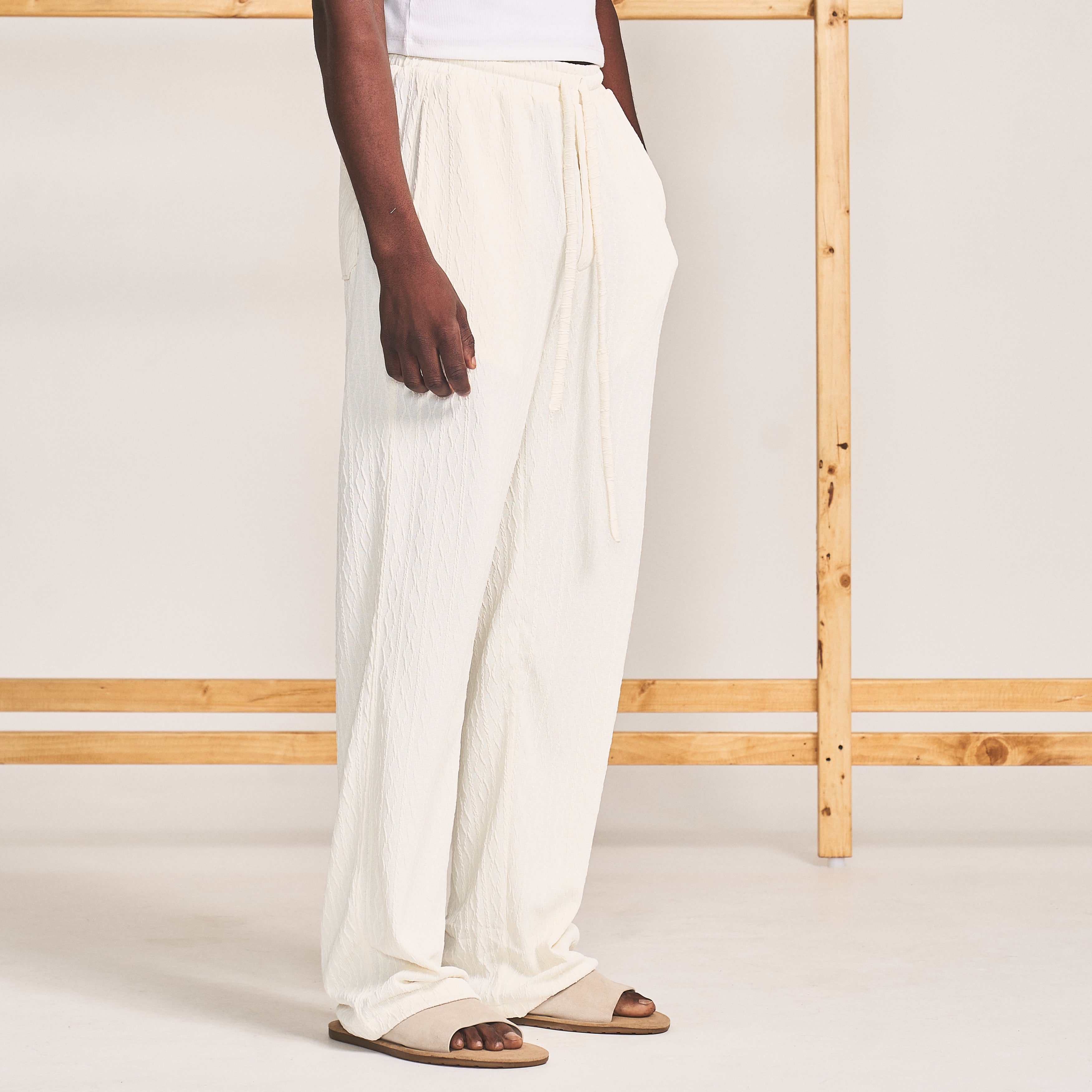 CABLE KNIT TROUSERS - BONE