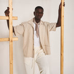 BLOCKED CROSS STITCH SHIRT - OAT
