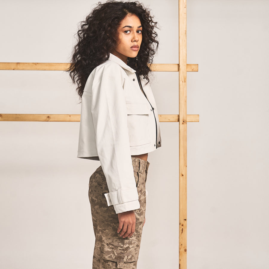 CROPPED FIELD JACKET- SWAN