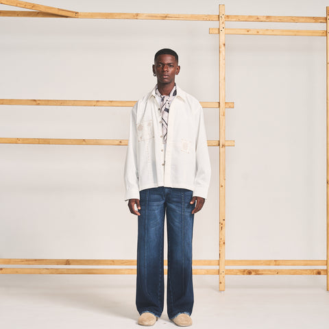 COUCHED FLORAL SHIRT- VANILLA