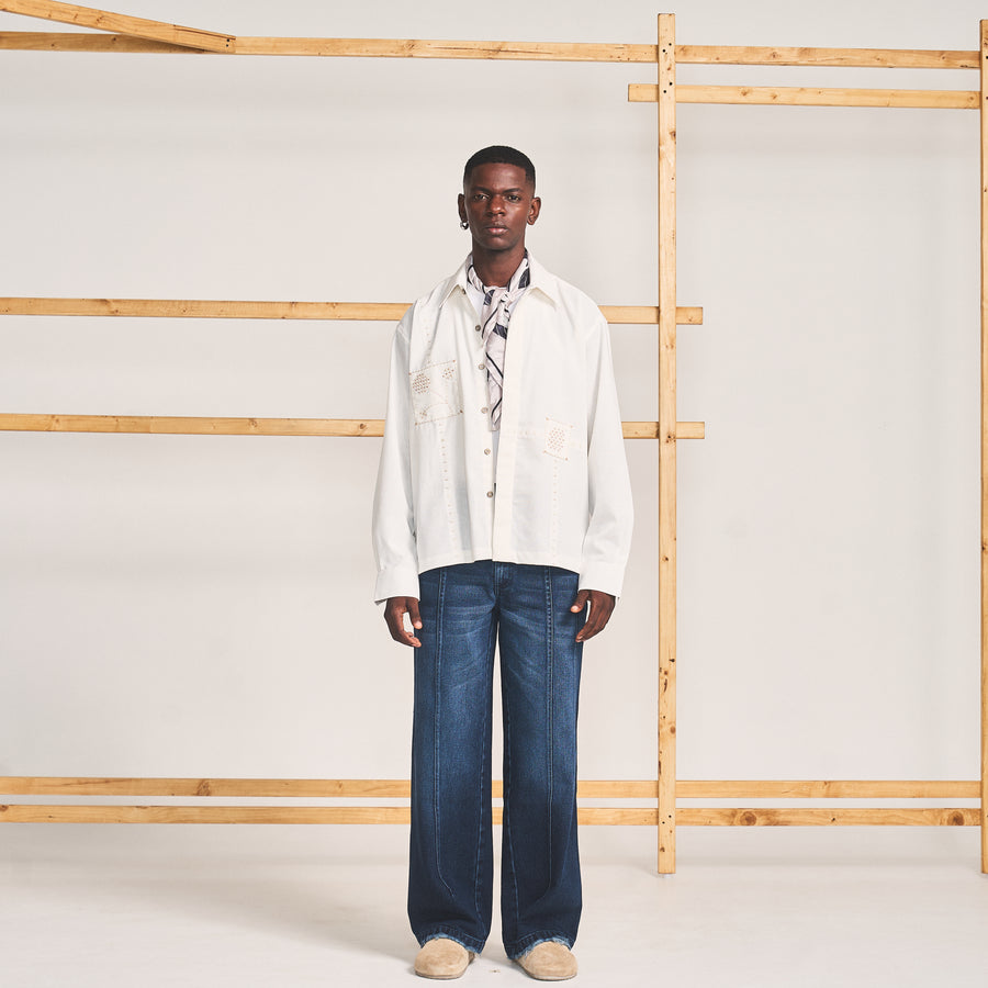 COUCHED FLORAL SHIRT- VANILLA