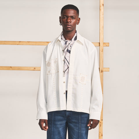 COUCHED FLORAL SHIRT- VANILLA