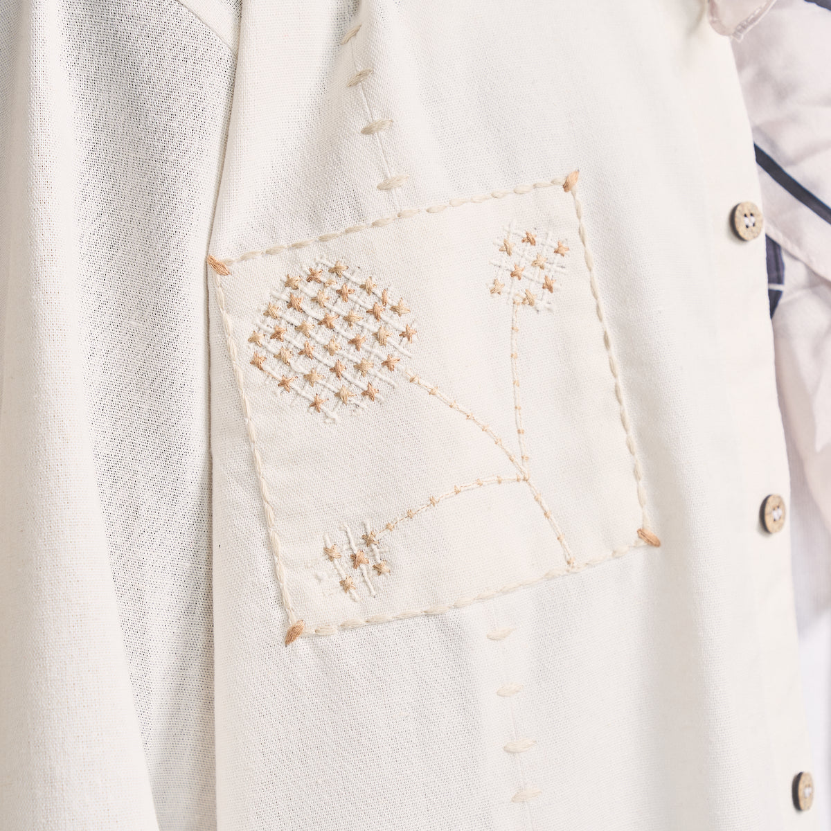 COUCHED FLORAL SHIRT - VANILLA