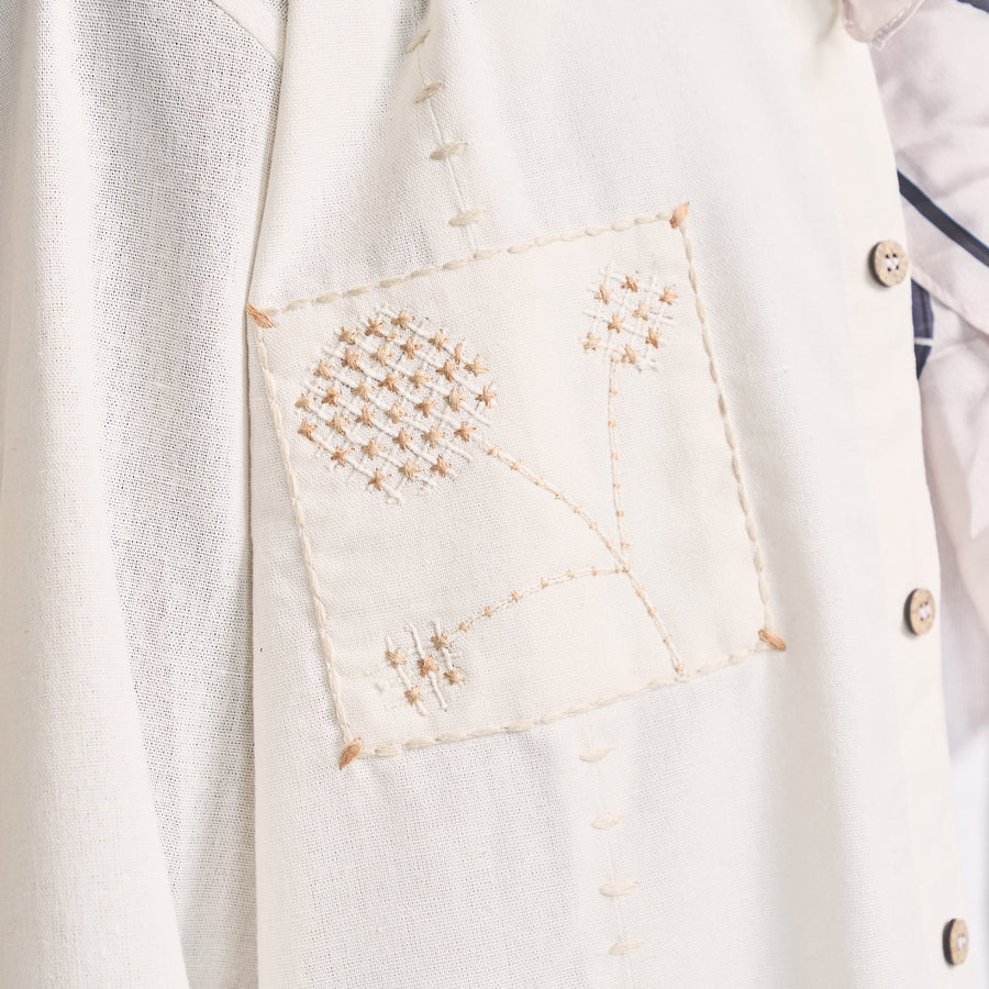 COUCHED FLORAL SHIRT- VANILLA