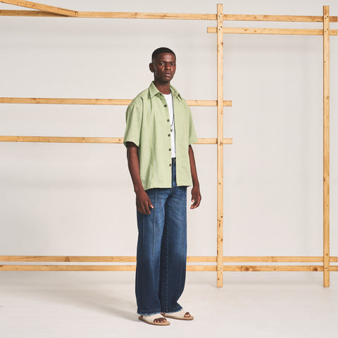 RUNNING CROSS STITCH SHIRT- PISTACHIO