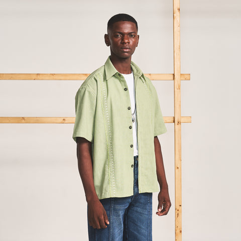 RUNNING CROSS STITCH SHIRT- PISTACHIO