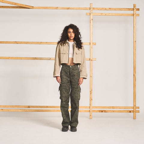 CROPPED FIELD JACKET- CAMEL