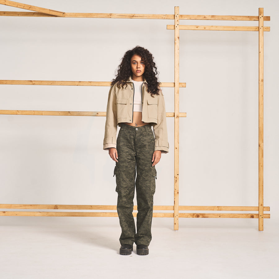 CROPPED FIELD JACKET- CAMEL