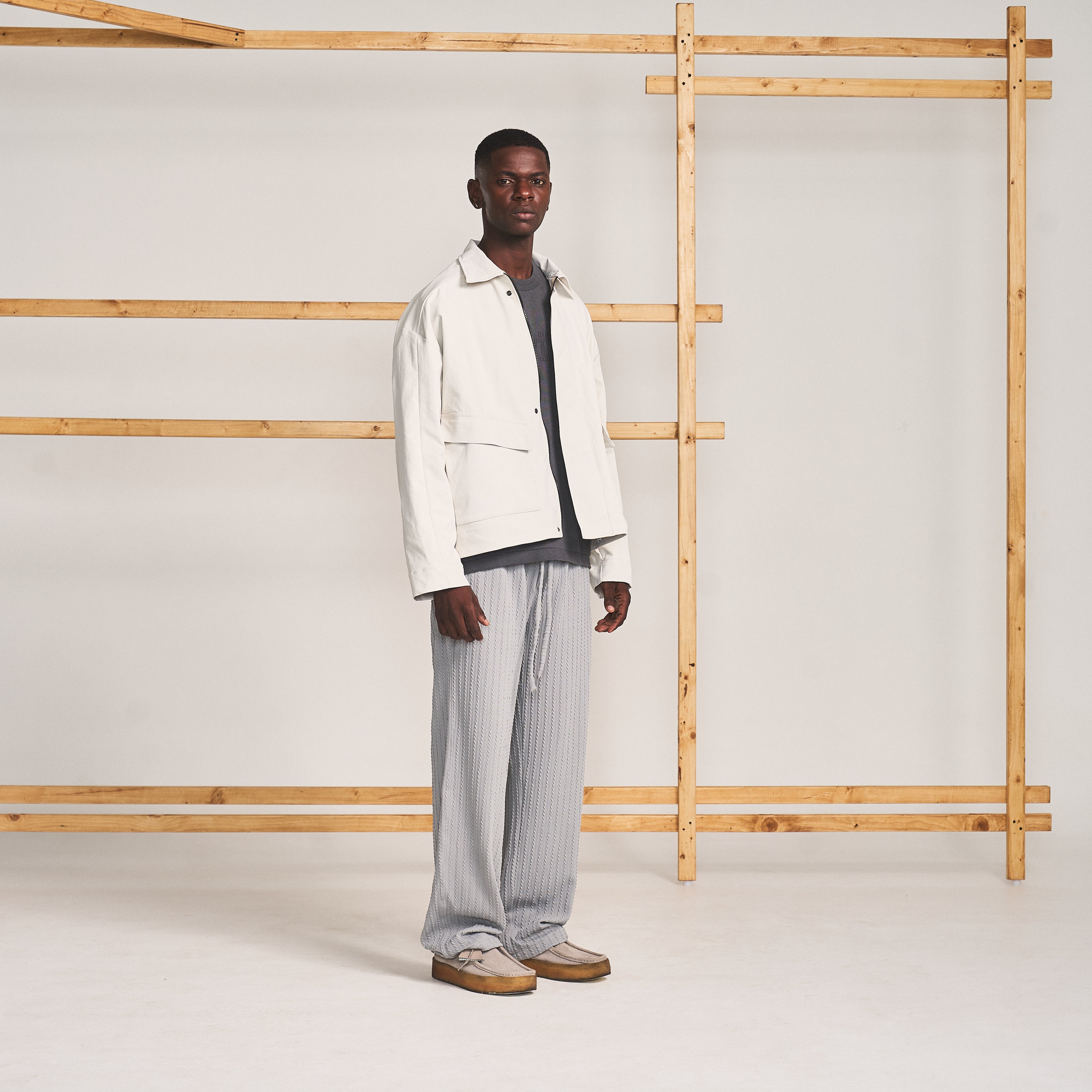 CABLE KNIT TROUSERS - FROZEN GREY