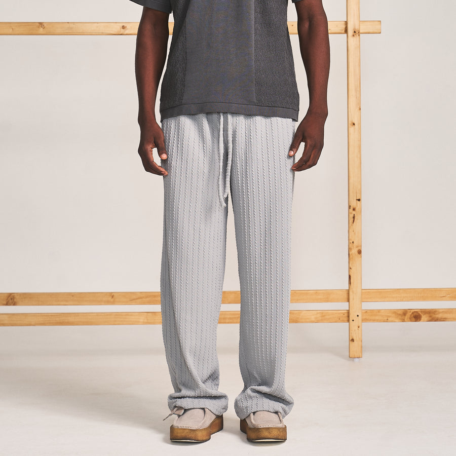 CABLE KNIT TROUSERS- FROZEN GREY