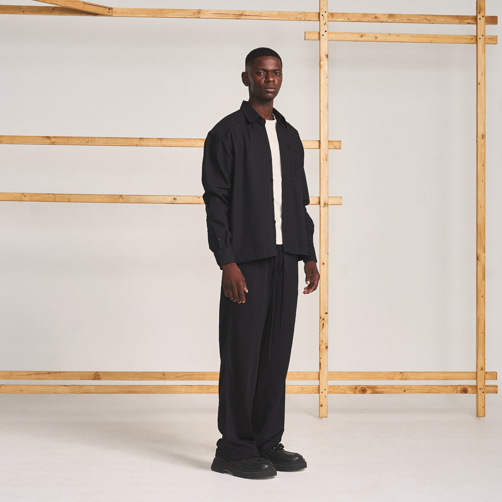 CABLE KNIT TROUSERS - SPACE BLACK