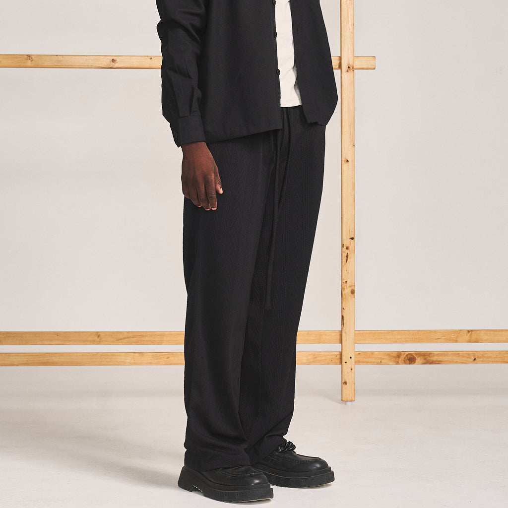 CABLE KNIT TROUSERS - SPACE BLACK