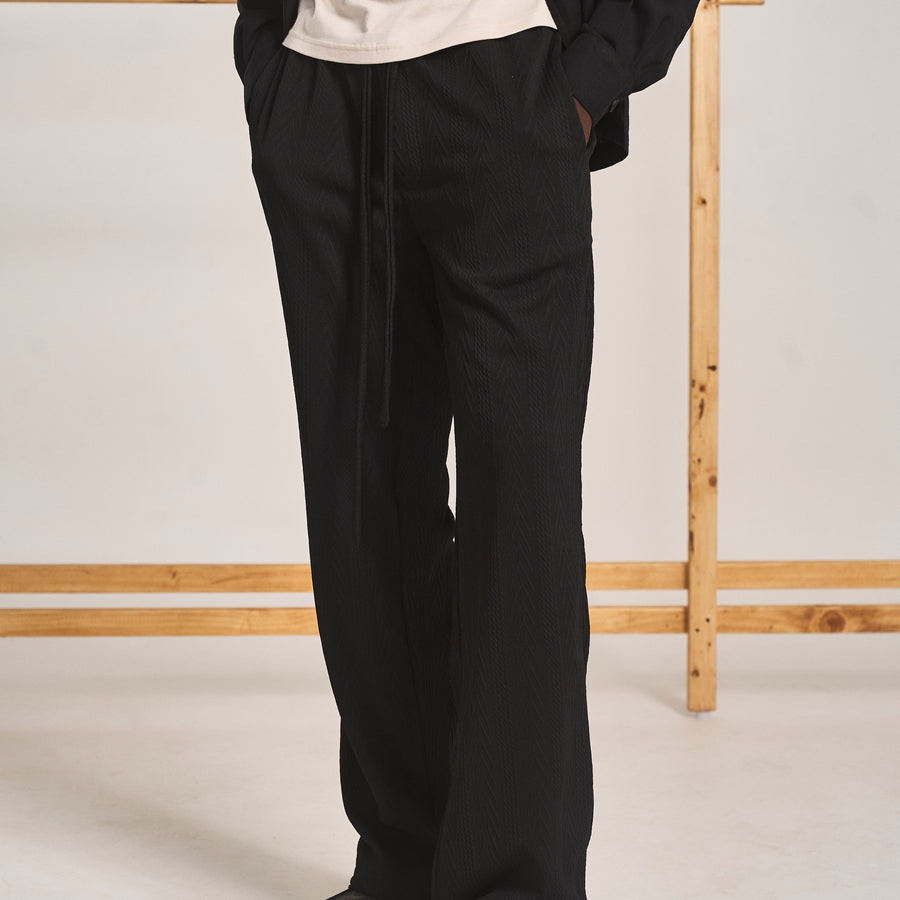 CABLE KNIT TROUSERS- SPACE BLACK