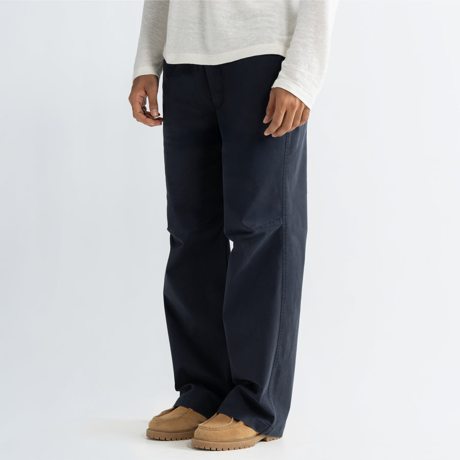KNEE DART COTTON PANTS - NAVY