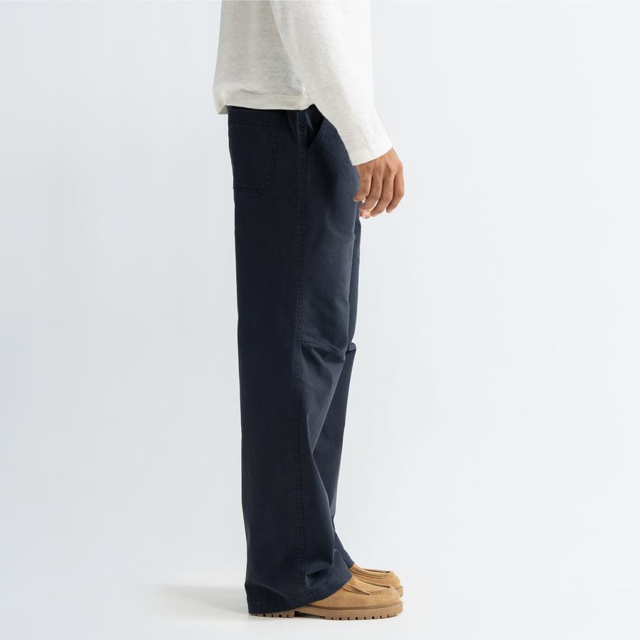 KNEE DART COTTON PANTS - NAVY