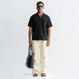KNEE DART COTTON PANTS - CREAM