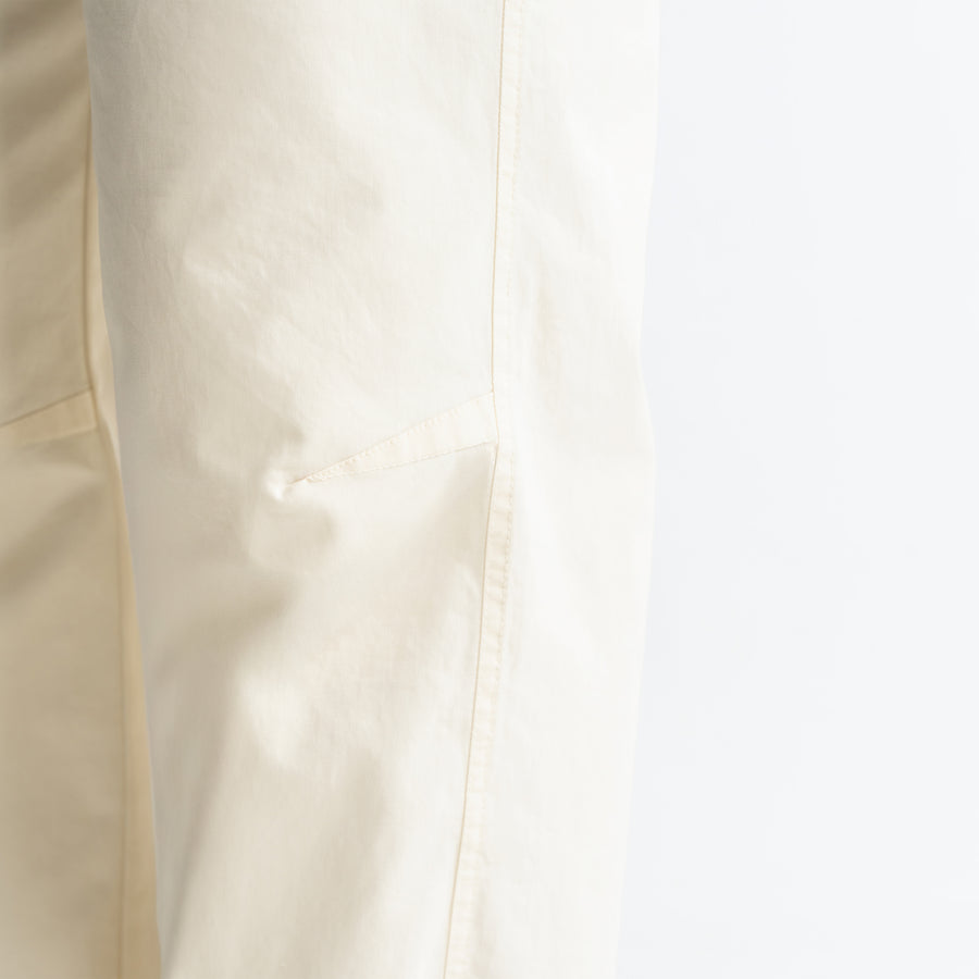 KNEE DART COTTON PANTS - CREAM