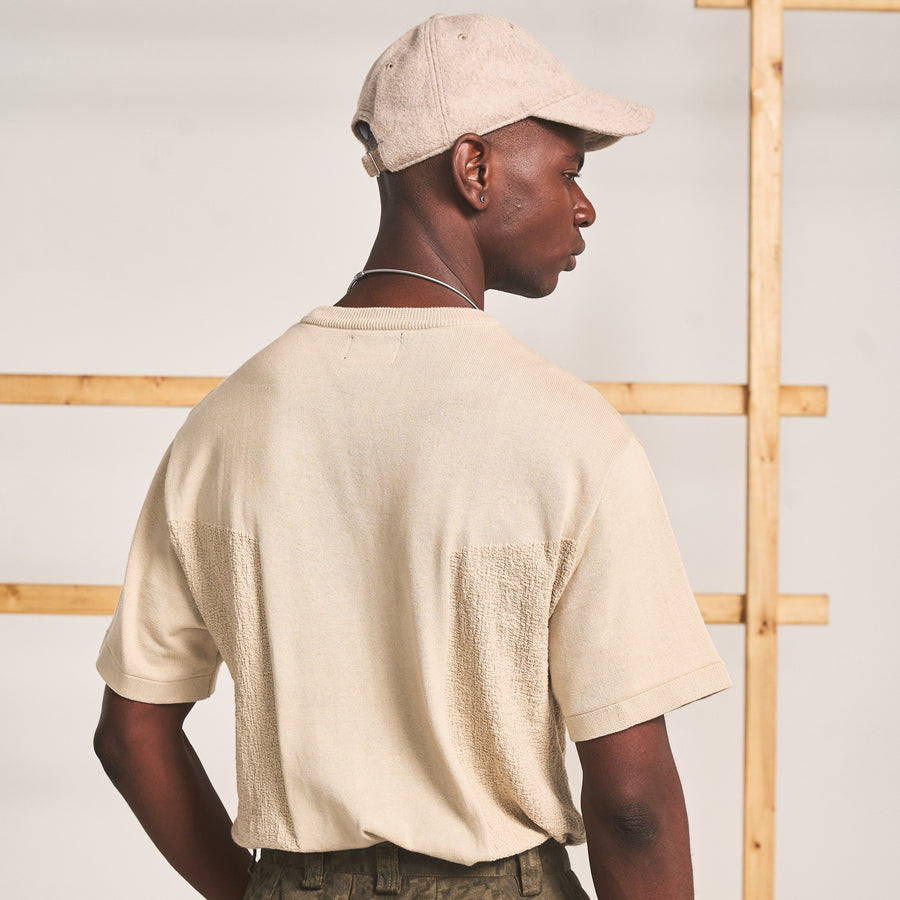 TEXTURED KNIT T-SHIRT- SANDSTONE