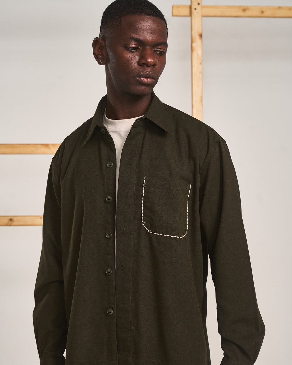 TACKED POCKET SHIRT - OLIVE