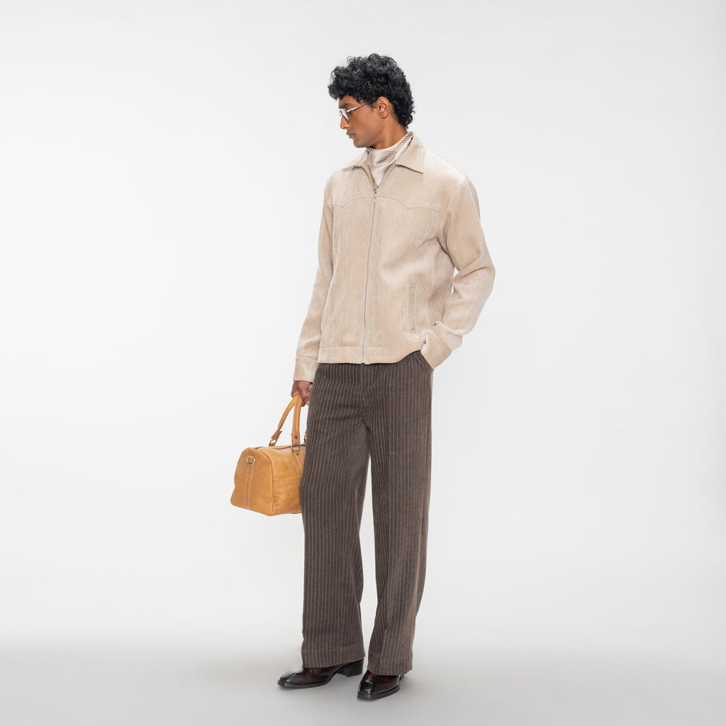 BRUSHED HERRINGBONE JACKET - CREAM