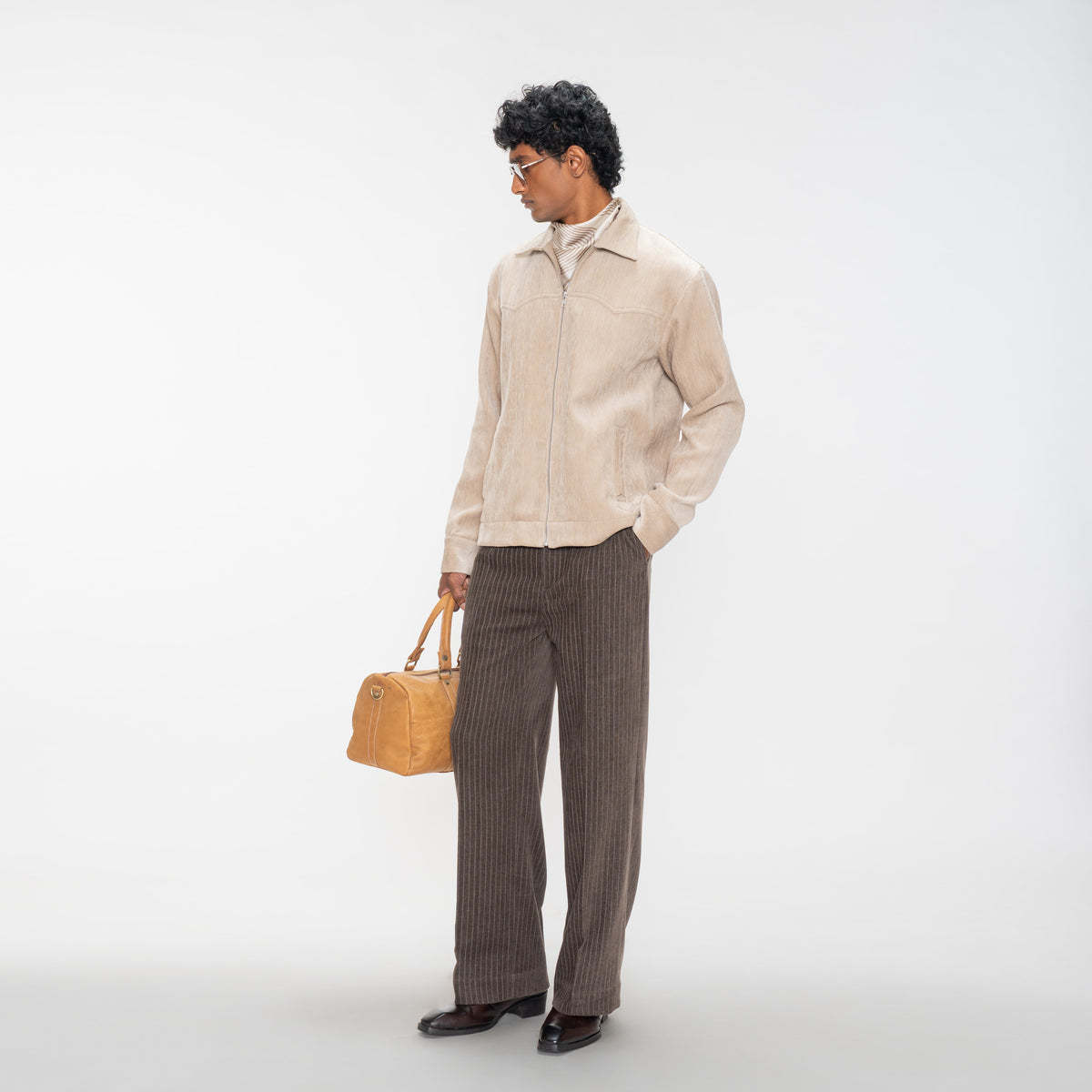 BRUSHED HERRINGBONE JACKET - CREAM