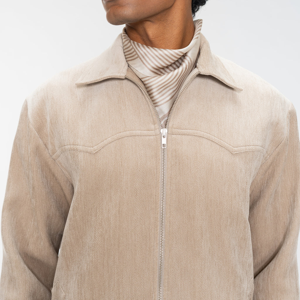 BRUSHED HERRINGBONE JACKET - CREAM