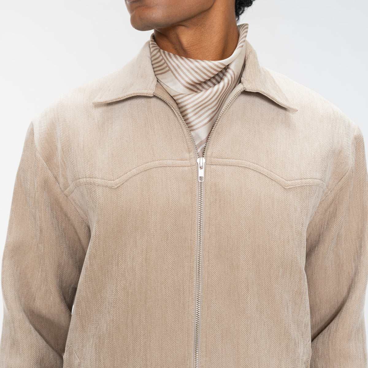 BRUSHED HERRINGBONE JACKET - CREAM