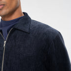 BRUSHED HERRINGBONE JACKET - NAVY