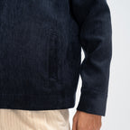 BRUSHED HERRINGBONE JACKET - NAVY