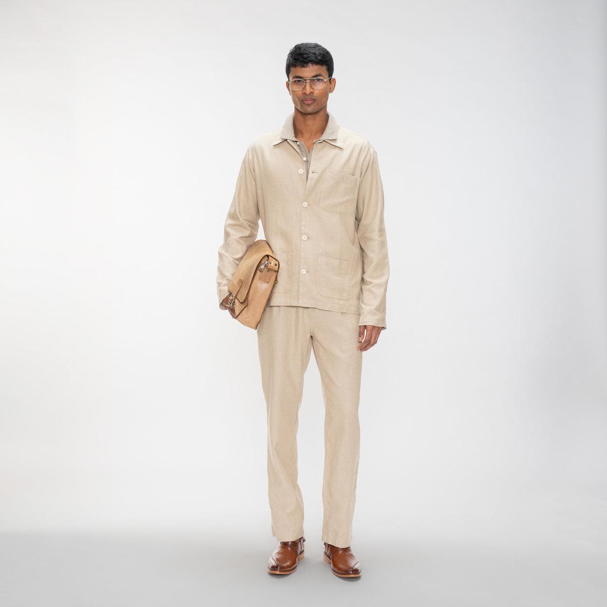 COTTON LINEN JACKET - BEIGE