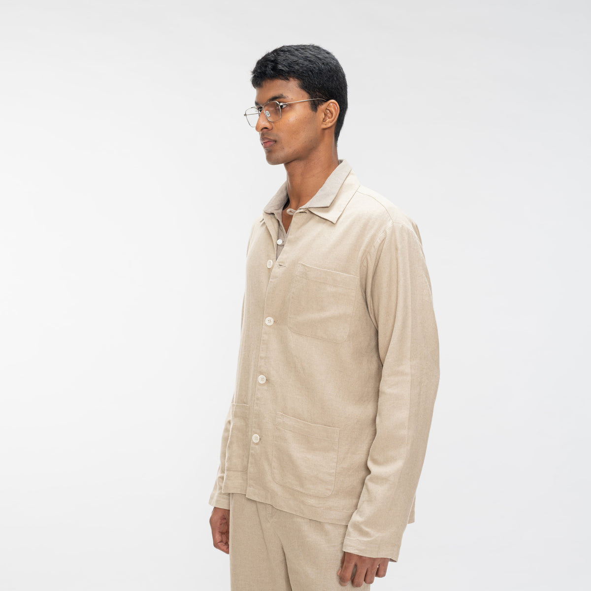 COTTON LINEN JACKET - BEIGE