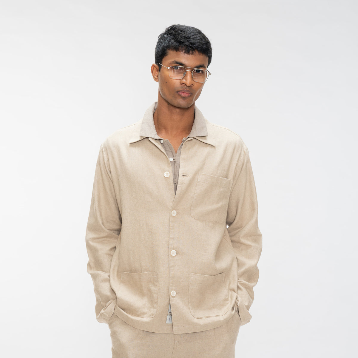 COTTON LINEN JACKET - BEIGE