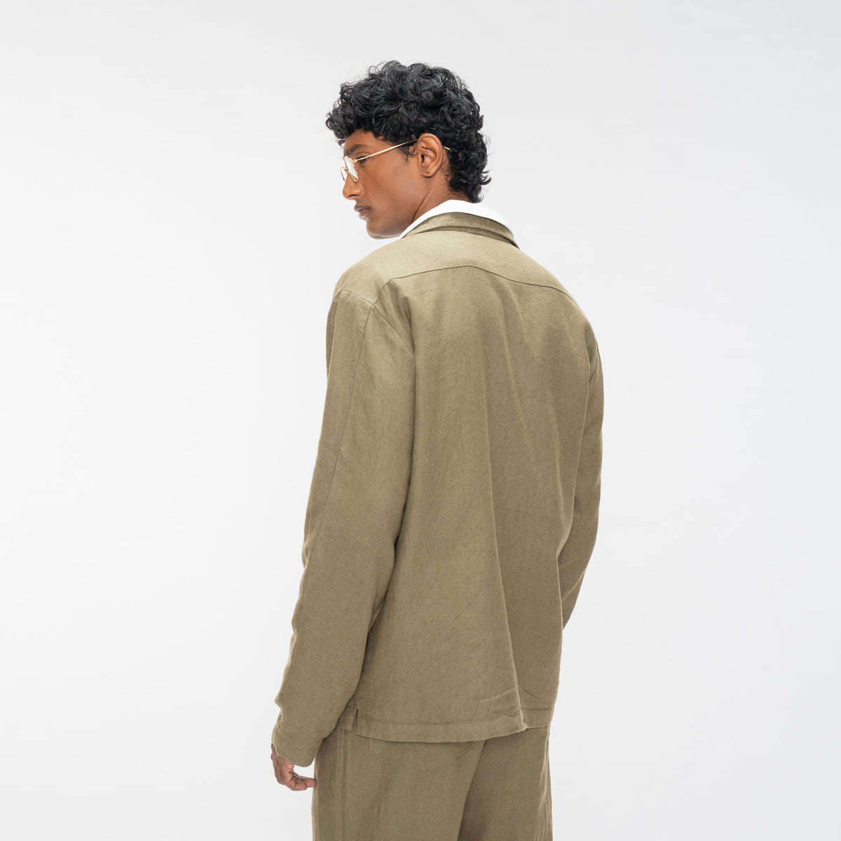 COTTON LINEN JACKET - OLIVE