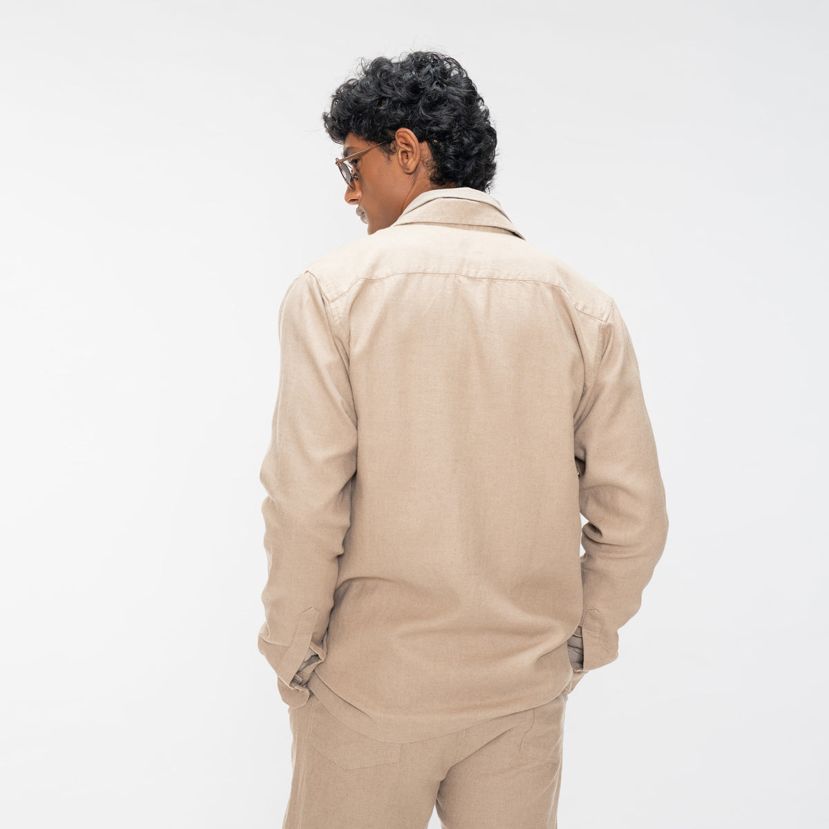 COTTON LINEN SHIRT - LIGHTWOOD