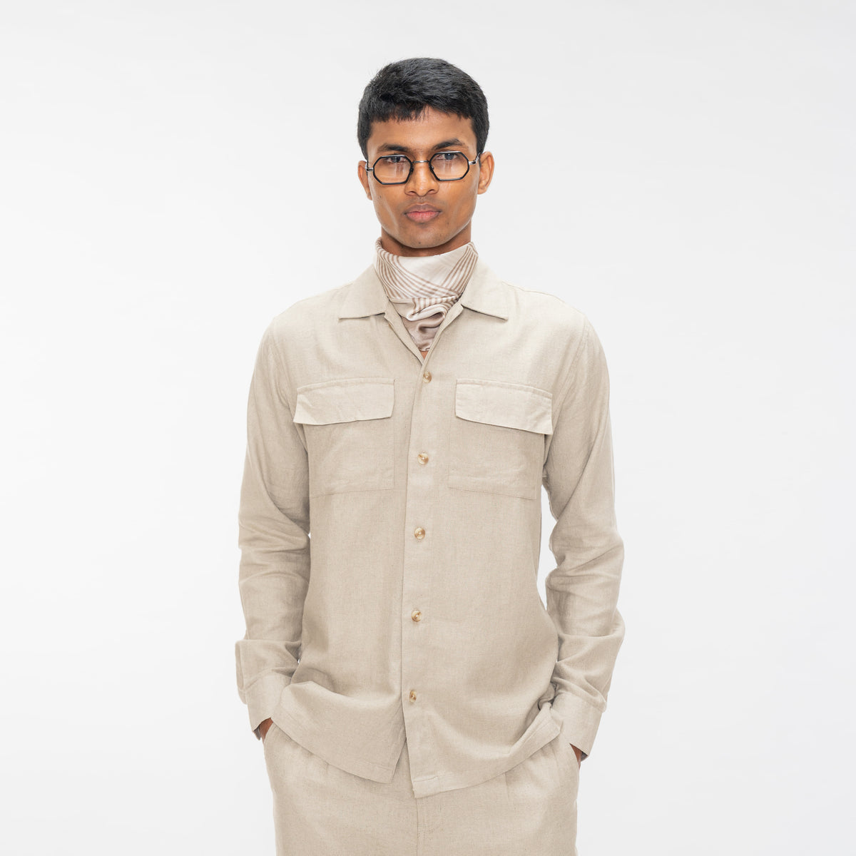 COTTON LINEN SHIRT - NATURAL