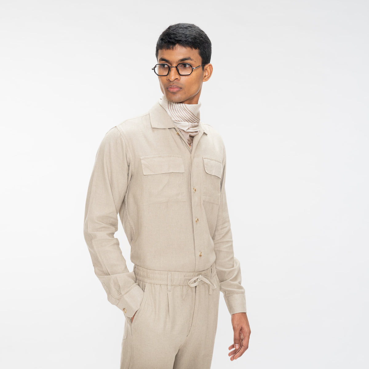 COTTON LINEN SHIRT - NATURAL