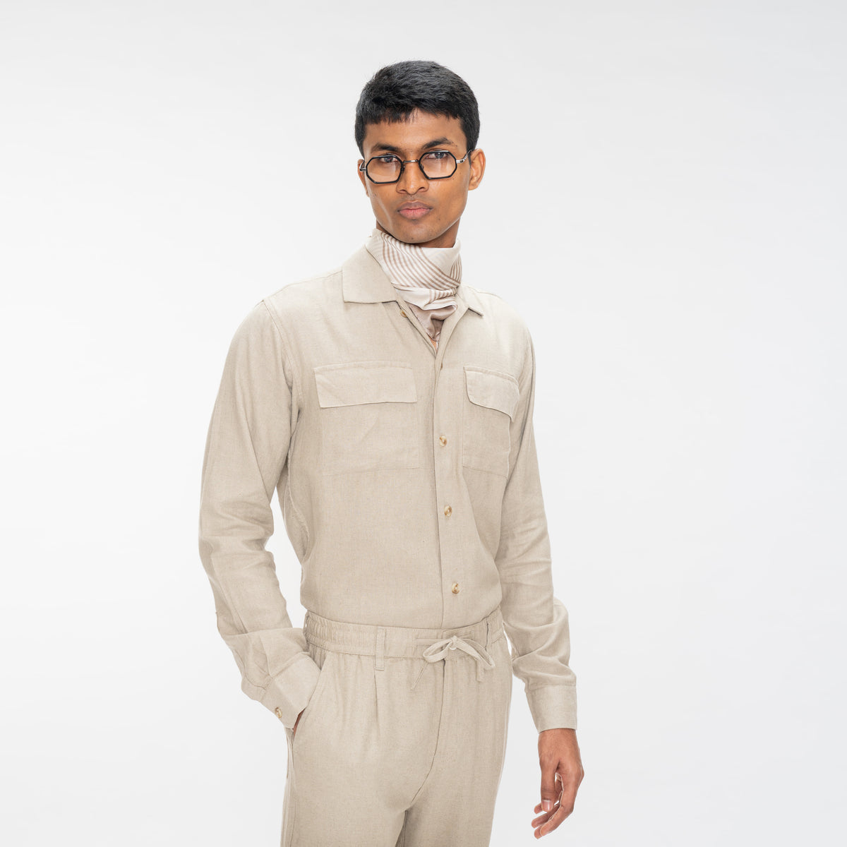 COTTON LINEN SHIRT - NATURAL