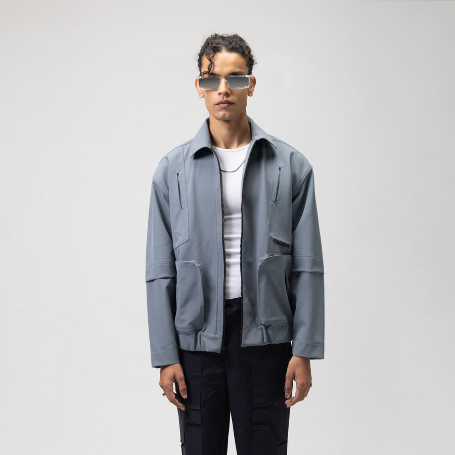 FUNCTIONAL TRACK ZIPPER - CORAL BLUE