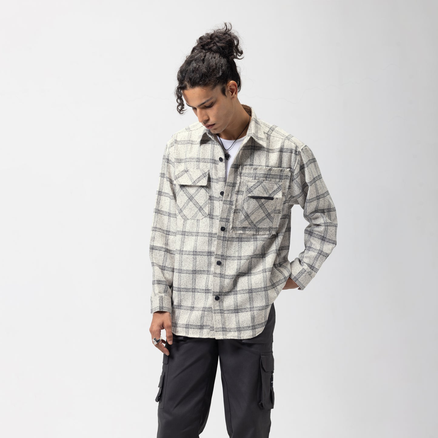 FRAYED OVERLAY FLANNEL